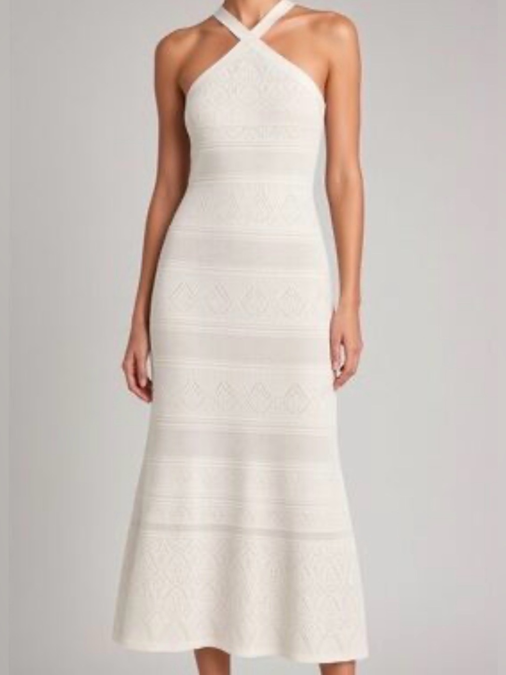 Joie Ivory Crochet Knit Halter Maxi Dress